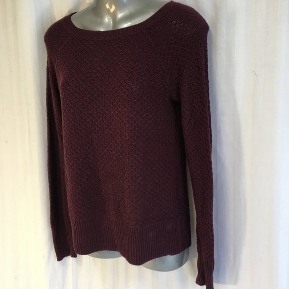 American Eagle Outfitters Womens Size XS Burgandy Red Stretch Sweater Scoop Neck - Picture 6 of 13